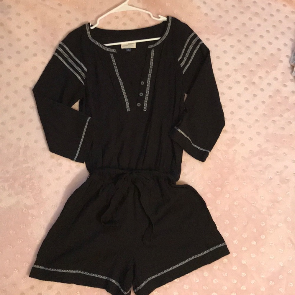 Black Romper with White Accents